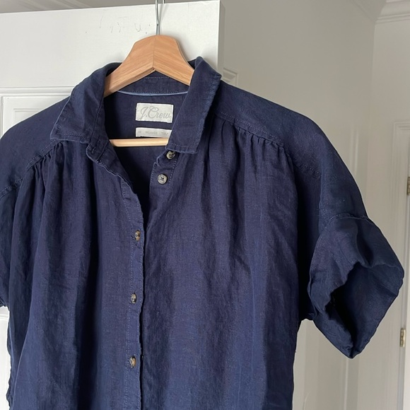 J. Crew linen navy shirt dress - Picture 1 of 8